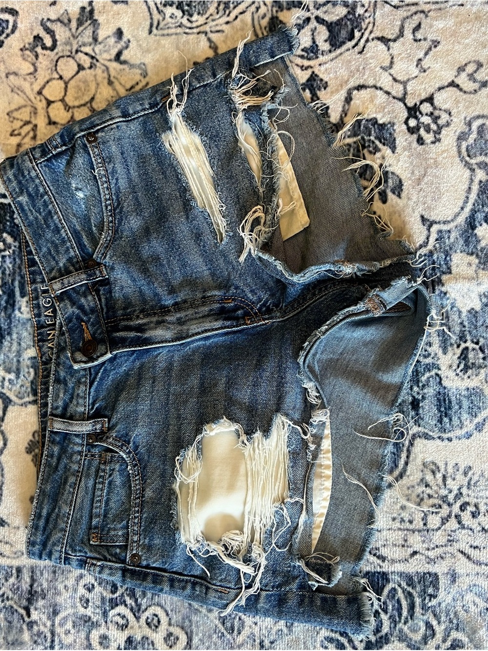 American Eagle Outfitters Distressed Blue Denim Shorts